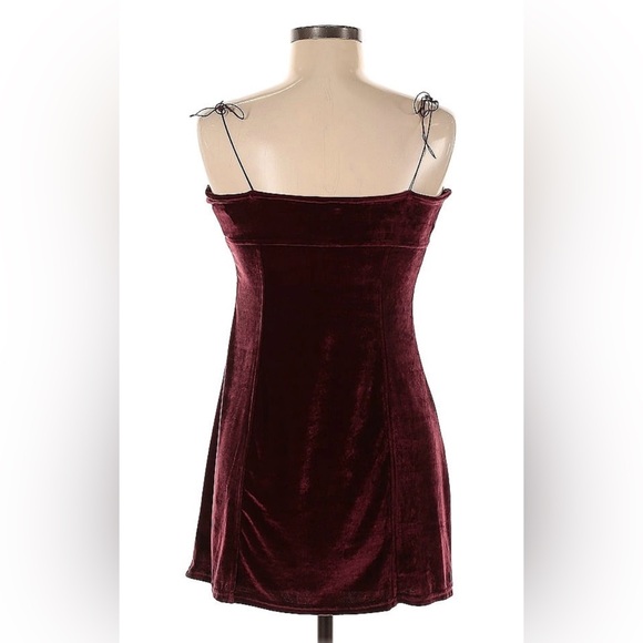 NWT Intimately Free People Wine Red Velvet Mini Dress - Picture 2 of 2